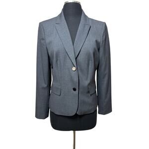 Calvin Klein Notch-Collar Long Sleeve Luxe Stretch Blazer Jacket Gray Size 10
